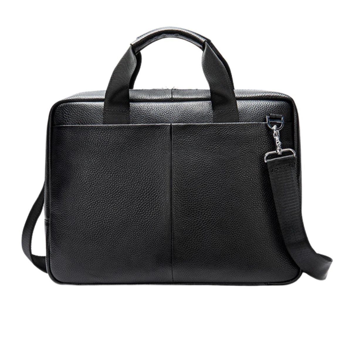 Geanta laptop piele naturala, de umar, BUSY LDY & GTM, premium, servieta, multiple compartimente, negru
