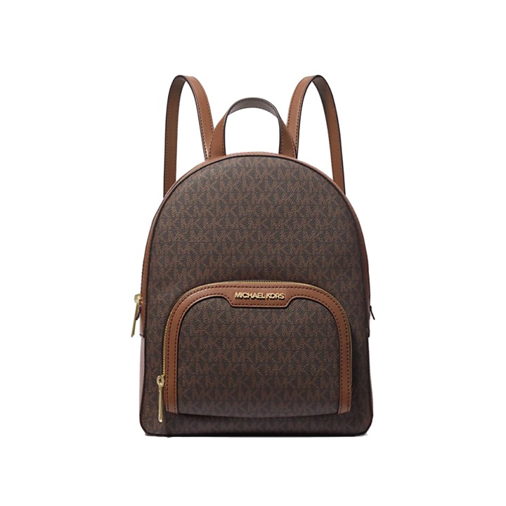 Кафява кожена раница с принт на логото на Michael Kors Jaycee