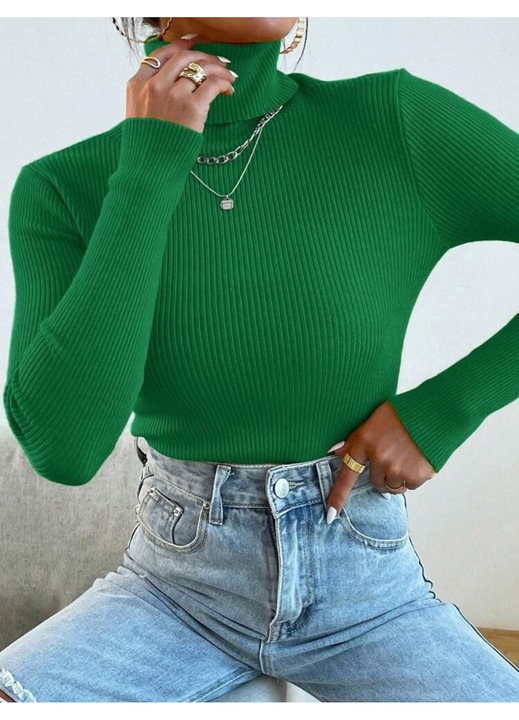 Helanca, Maleta, Slimfit, Tricot Fin, Dungi Subtiri, Vascoza, Verde, S-M