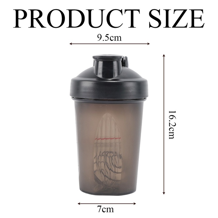 Flakon shaker fehérjeporhoz. Klasszikus Loop Top és BPA-mentes, Biztonságos csavaros kupak, Felhajtható kupak, BPA-mentes-16oz-400ML