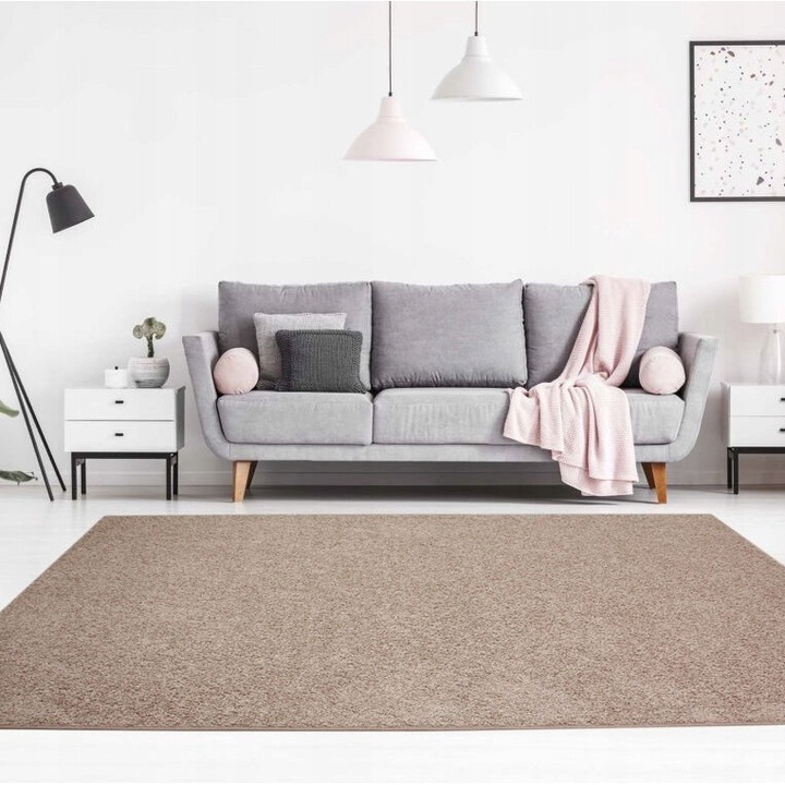 Covor, elSimone, Polipropilena, Patrat, Amortizeaza Sunetul, Antistatic, Potrivit Pentru Incalzirea Prin Pardoseala, 200 x 200, Bej