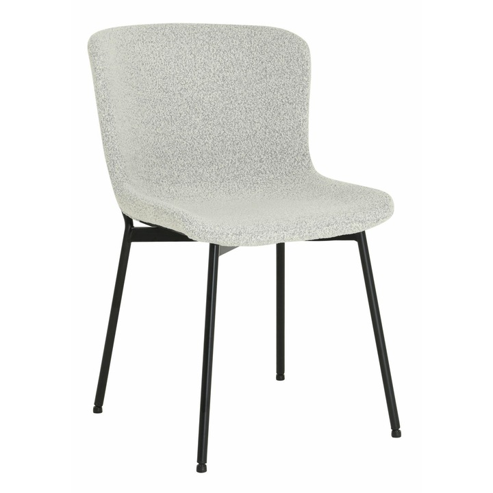 Szék, HowHomely, Sable, Boucle Fabric, Fekete fém lábak, Minimalista Design, Bézs
