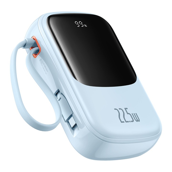 Baseus Qpow Pro+ Külső Lightning akkumulátor, 2x Type-C, USB, 22,5 W, 20000 mAh + Type-C kábel - (P10067103313-00) - kék