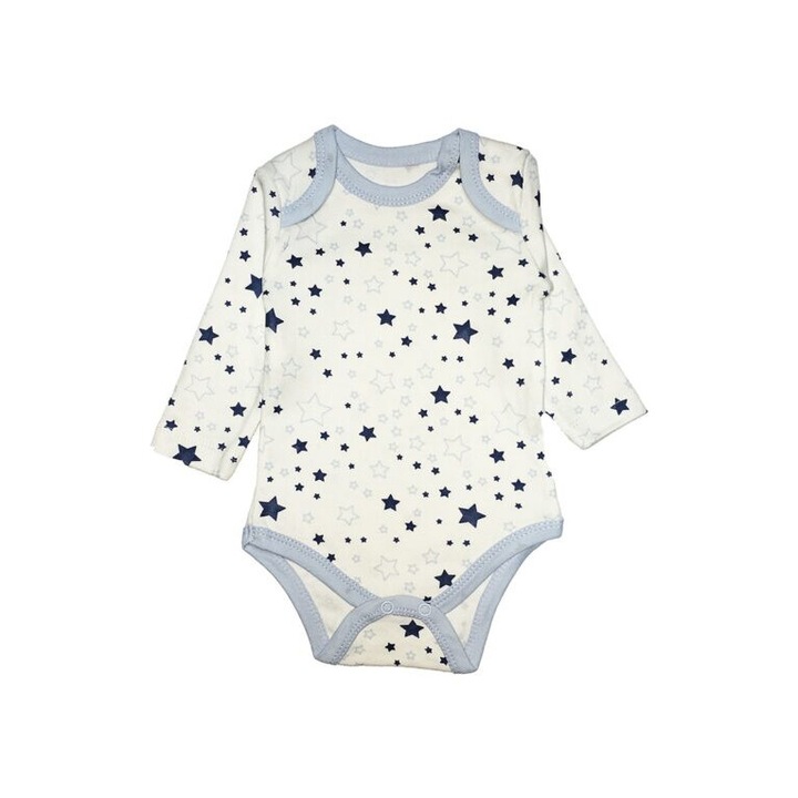 Body pentru bebelusi, Necix's, cu maneca lunga, cu stelute, 6-9 luni