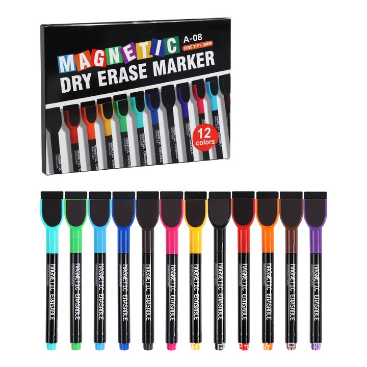 Marker Mágneses radírozható 12 színű