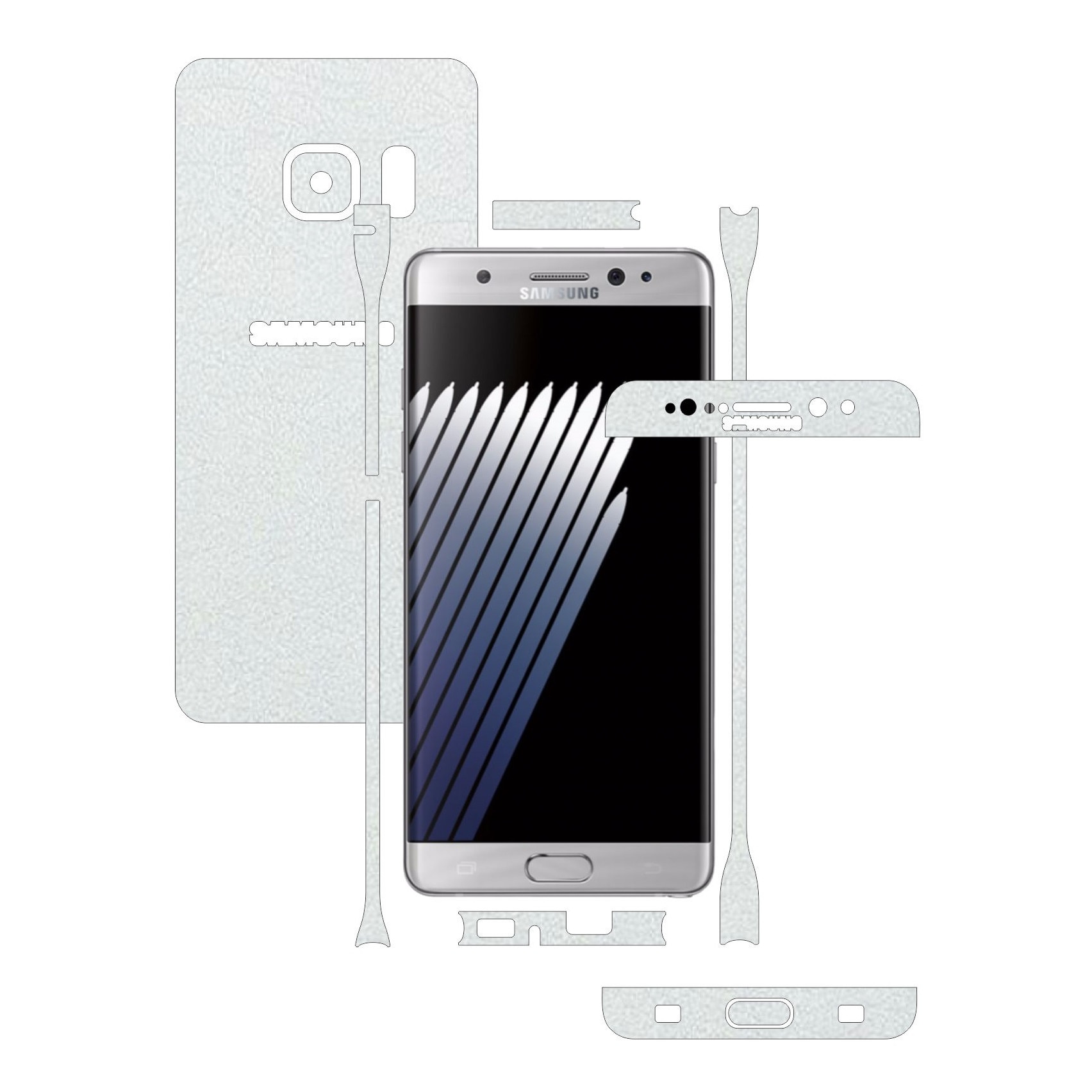 Folie de protectie Carbon Skinz, Husa de tip Skin Adeziv pentru Carcasa, Piele Alba dedicata Samsung Galaxy Note 7