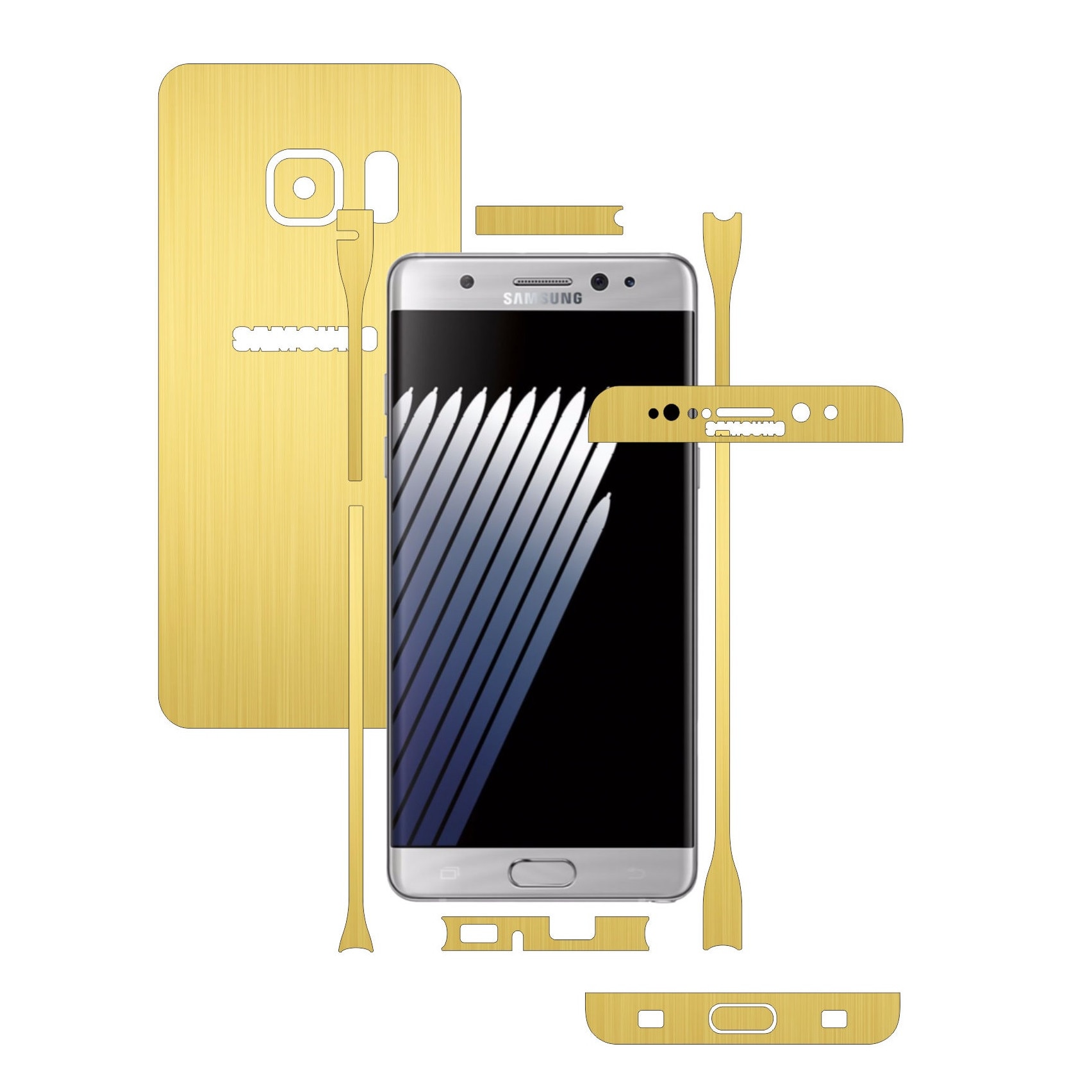 Folie de protectie Carbon Skinz, Husa de tip Skin Adeziv pentru Carcasa, Brushed Auriu dedicata Samsung Galaxy Note 7, 7R, 7 FE