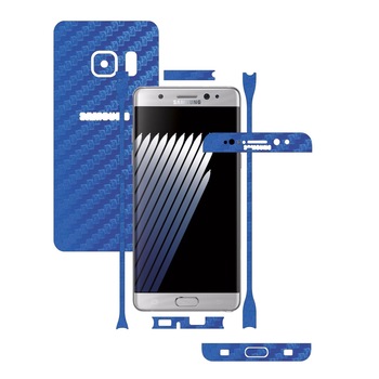 Folie de protectie Carbon Skinz, Husa de tip Skin Adeziv pentru Carcasa, Carbon Albastru dedicata Samsung Galaxy Note 7, 7R, 7 FE