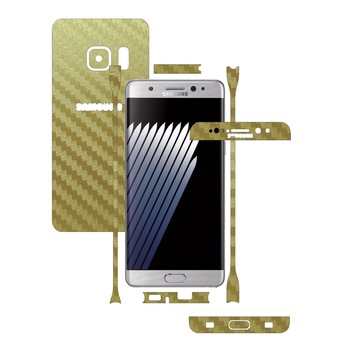 Folie de protectie Carbon Skinz, Husa de tip Skin Adeziv pentru Carcasa, Carbon Auriu dedicata Samsung Galaxy Note 7