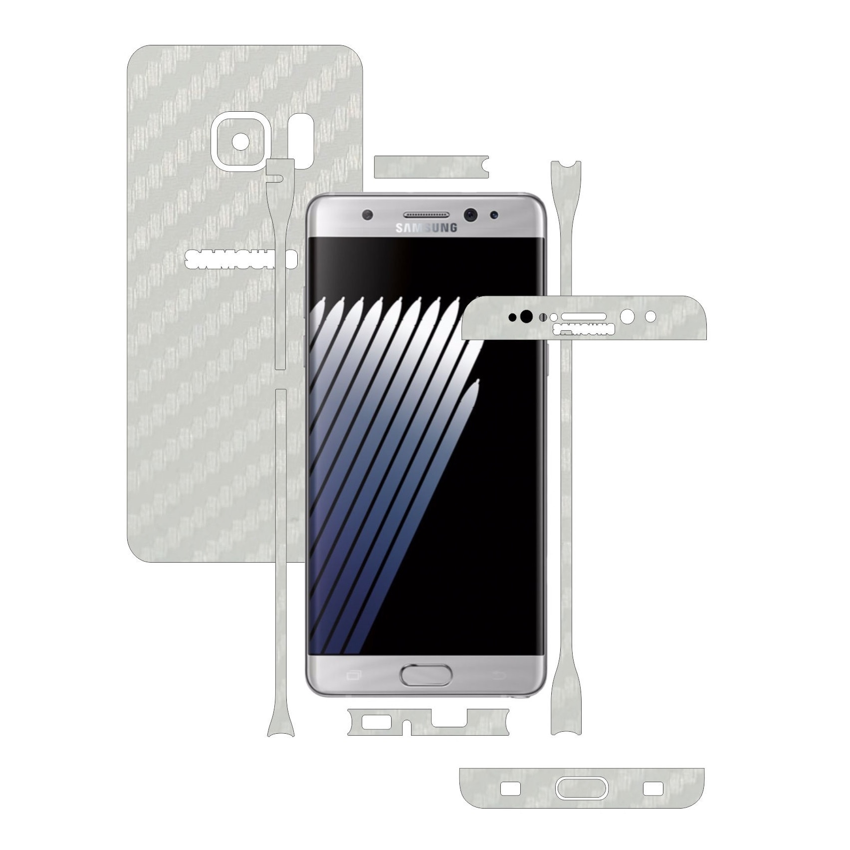 Folie de protectie Carbon Skinz, Husa de tip Skin Adeziv pentru Carcasa, Carbon Alb dedicata Samsung Galaxy Note 7, 7R, 7 FE