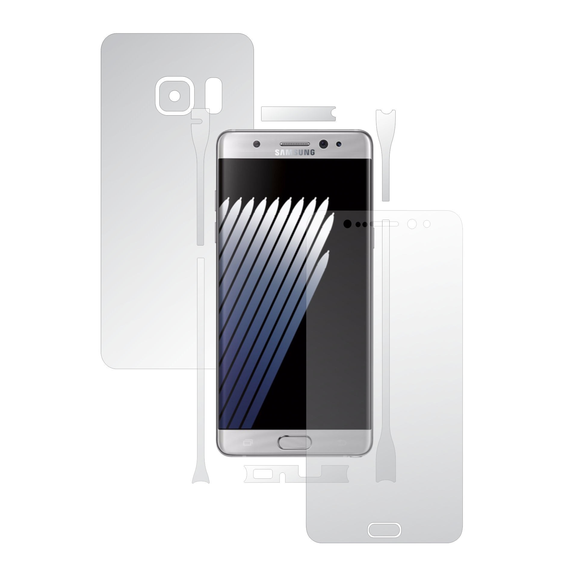 Folie Protectie Full Body Invisible Skinz Ultra-Clear AutoRegeneranta, Husa Transparenta de tip Skin Adeziv pentru Carcasa si Ecran, dedicata Samsung Galaxy Note 7, 7R, 7 FE
