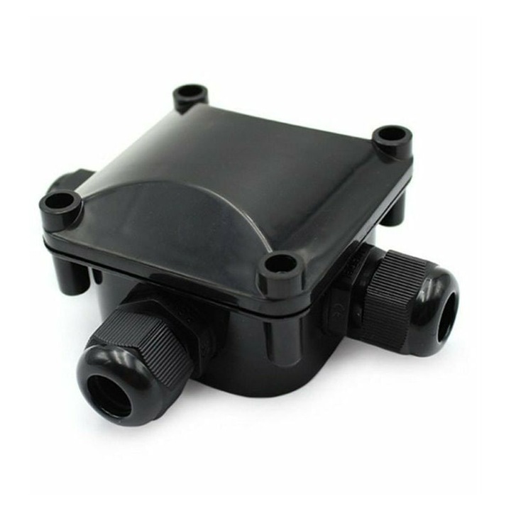 Cutie de jonctiune etansa IP68 3 pini, 0803BM-BST3186540, 450 V, 24 A, ABS, pentru exterior, negru, set 2 buc