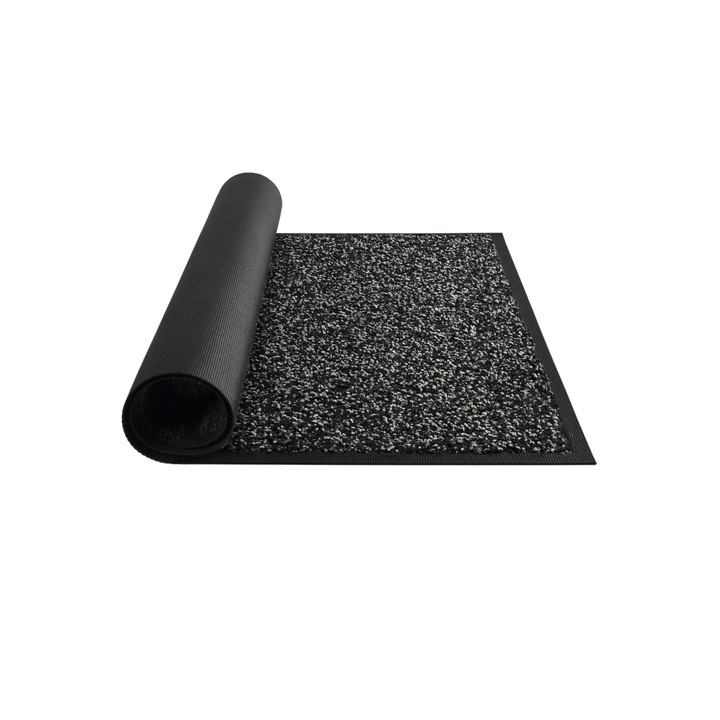 Входна изтривалка, 80 х 50 см, с ръбове, неплъзгаща се, абсорбираща и устойчива на износване, за вътрешна и външна употреба, черно-бяла