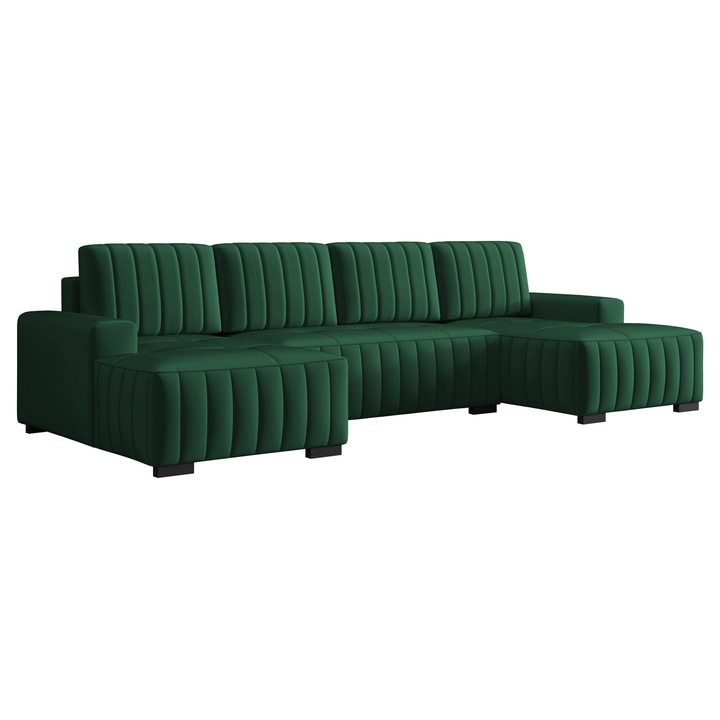 Coltar cu functie de dormit Fibenins U, MIRJAN24, verde, 85x140x310 cm
