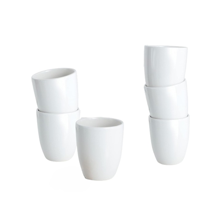 Set de 6 cani fara maner, Moritz & Moritz, 300 ml, din ceramica alba, Ideal pentru Cafea, Cappuccino, Latte Macchiato sau Ceai, Alb
