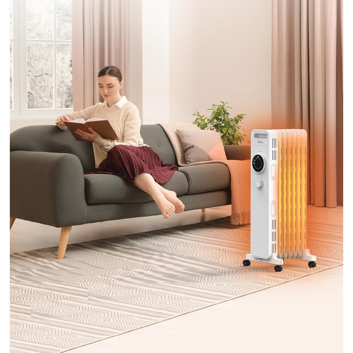 Radiator Midea NY1507-22M, 1500 W Silentios cu economie de energie ...