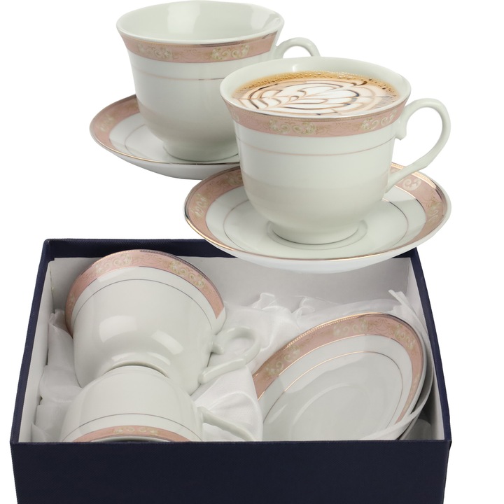 Festa Italia kávés csésze készlet 250 ml ELENA, Porcelán, Fehér, 2 db