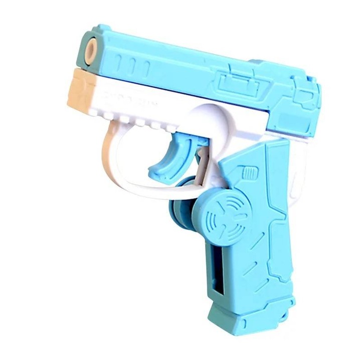 Фиджет спинър, пистолет с механично действие, 2 в 1, син