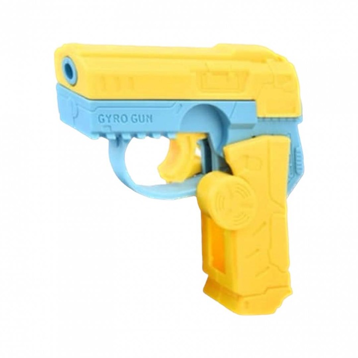 Fidget spinner, pistol cu actiune mecanica, 2 in 1, galben