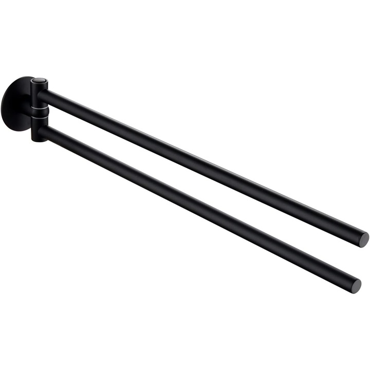 KigKog SUS304 fürdőszobai törölközőtartó fúrás nélkül kétkarú SUS304 Rozsdamentes acél falra szerelhető ragasztós matt fekete