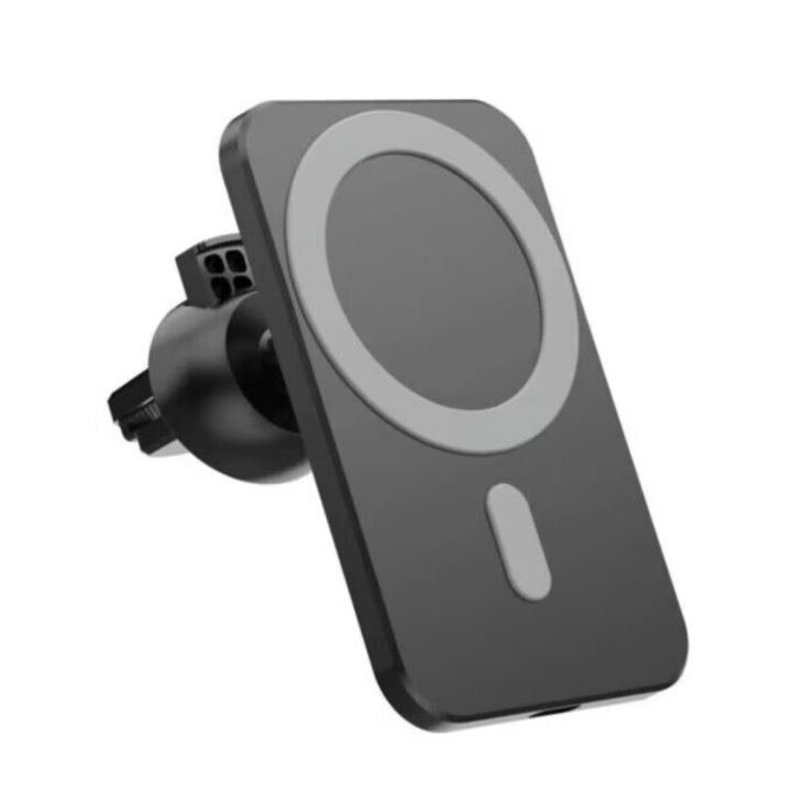 Basesailor mágneses autós tartó iPhone-hoz, gyors vezeték nélküli töltés 15W, 360°-ban elforgatható, fekete