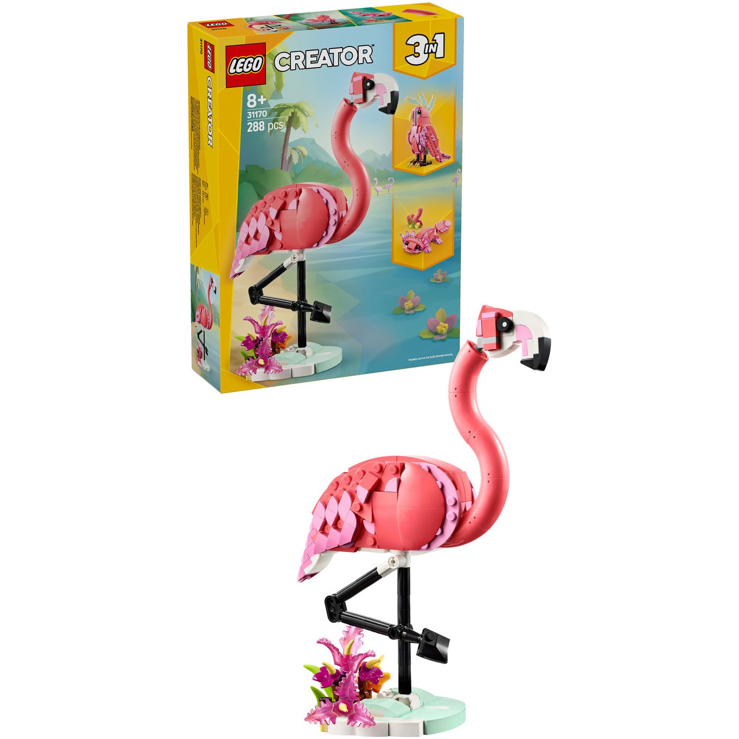 LEGO® Creator 3in1 - Animale salbatice: Flamingo roz 31170, 288 piese