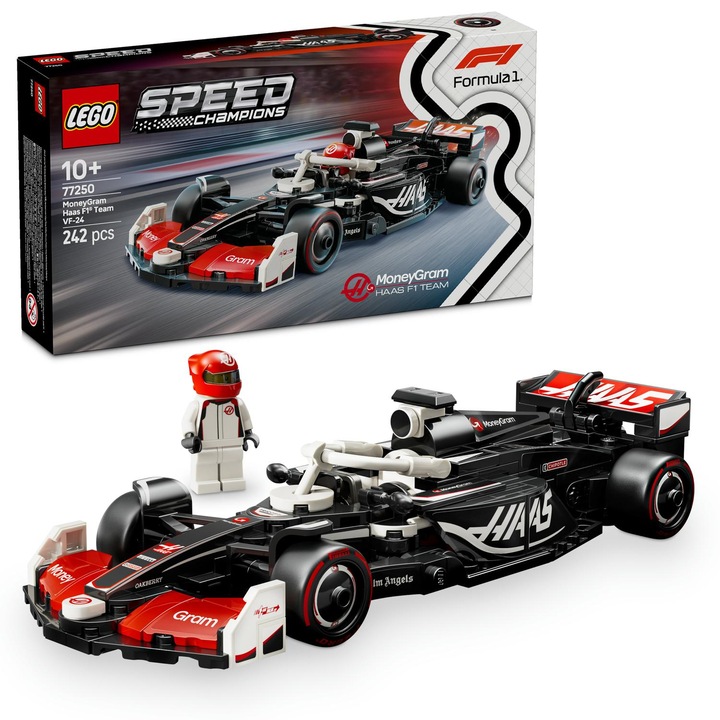LEGO® Speed Champions - Състезателна кола MoneyGram Haas F1® Team VF-24 77250, 242 части