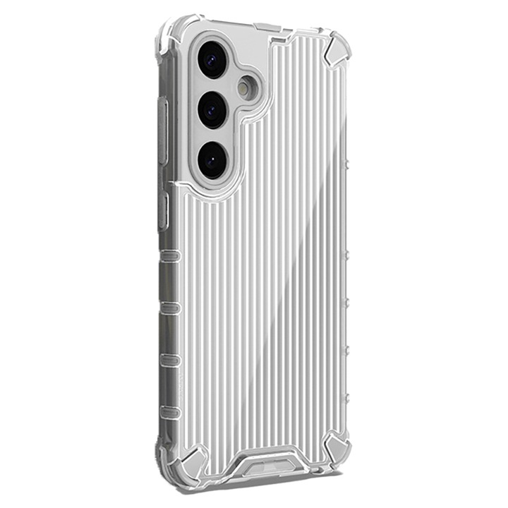 Husa ArmorForce pentru Samsung Galaxy S23, Suprafata Cu Striatii, Policarbonat, TPU, Colturi Ranforsate, Anti-Amprente, Anti-Soc, Decupaje Precise, Anti-Alunecare, Transparent