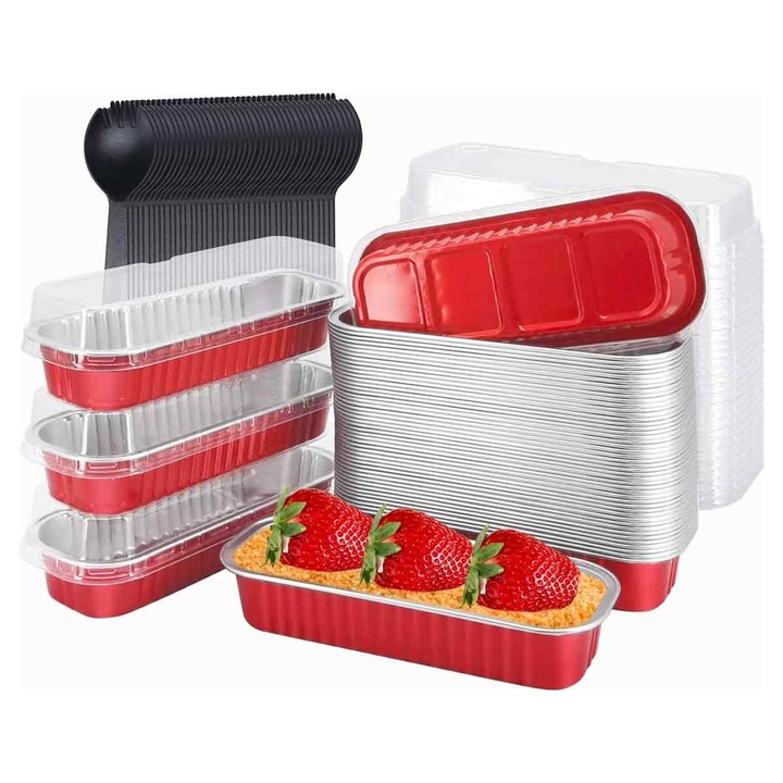 50 db fedős alufóliás tepsi készlet, 6,5"x2,5"x1,2"