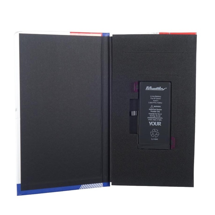 Baterie pentru iPhone 12 Mini, Musttby, 2520 mAh, Li-Ion, 3.85V, Negru
