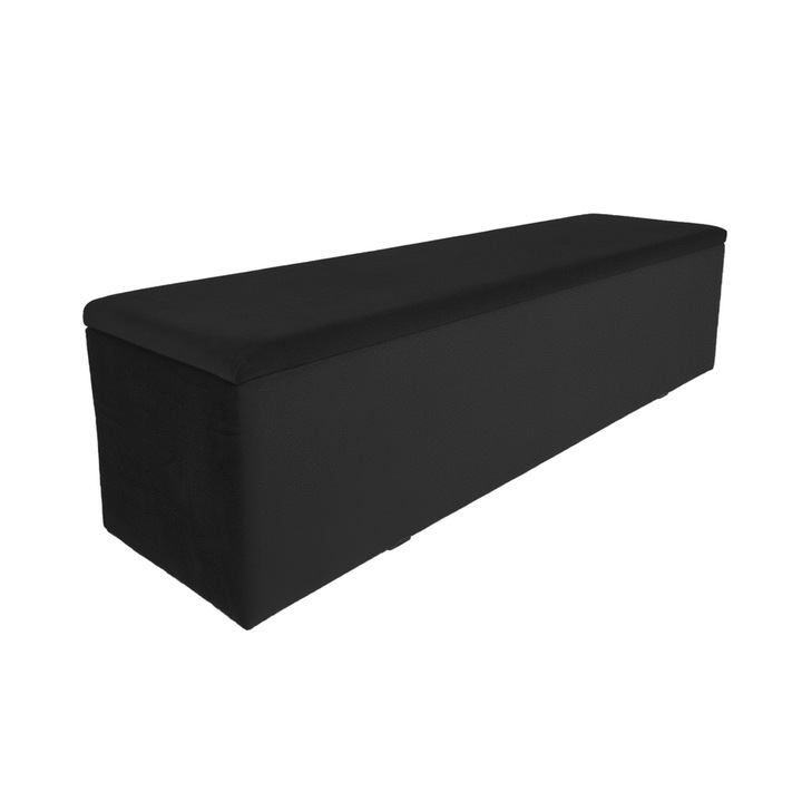 Bancheta, lada de pat tapitata, negru, 240cm