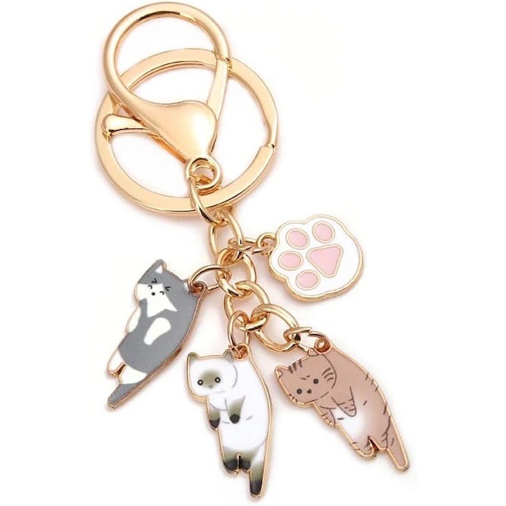 Kulcstartó karabinerrel, cinkkel, többszínű, autó- és lakáskulcsokhoz