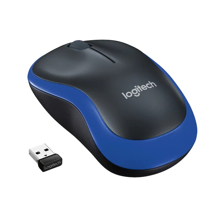 Безжична мишка, Logitech M185, USB, синьо/черно