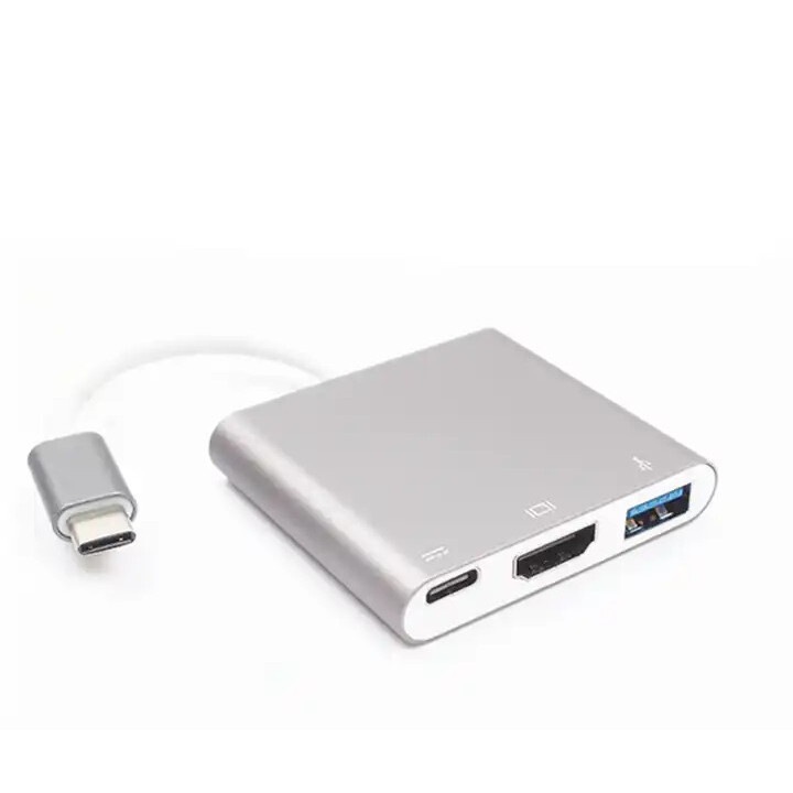 3в1 USB-C хъб, HDMI, USB 3.0, сив