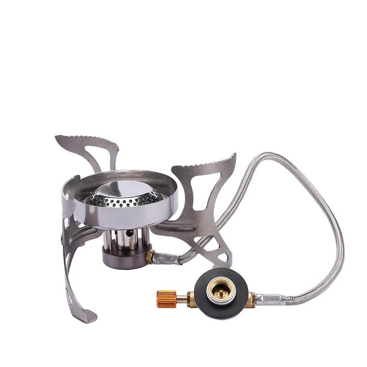 Hrusitoo kempingégő, 3240W, összecsukható, rozsdamentes acélból és alumíniumból, méretei 9,9x8,7 cm, súlya 180 g