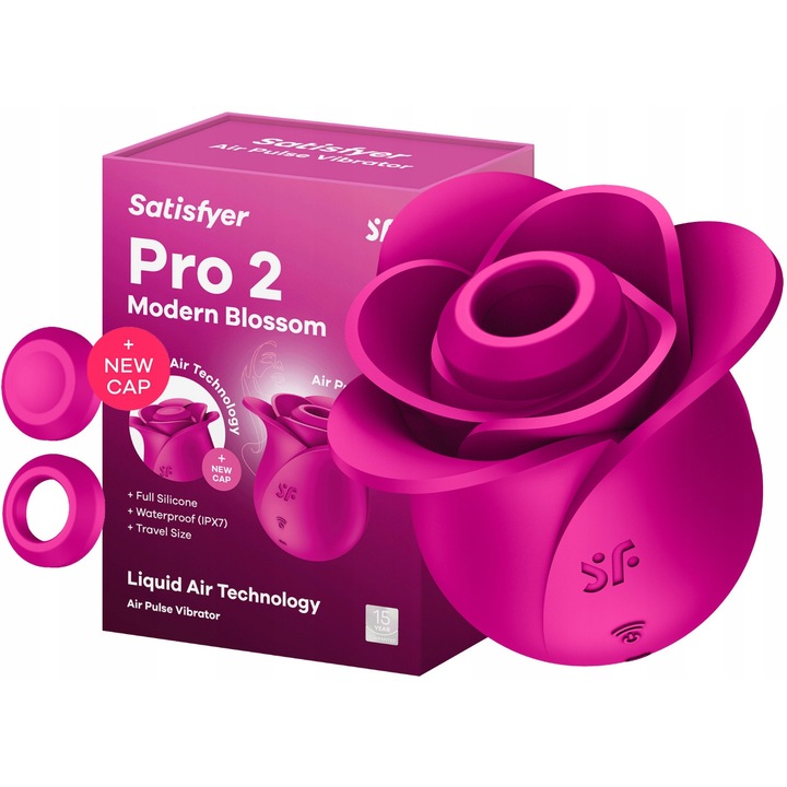 Vibrator Satisfyer Pro 2 Modern Blossom, tehnologie Air Pulse si Liquid Air, silicon, impermeabil, dimensiune de calatorie