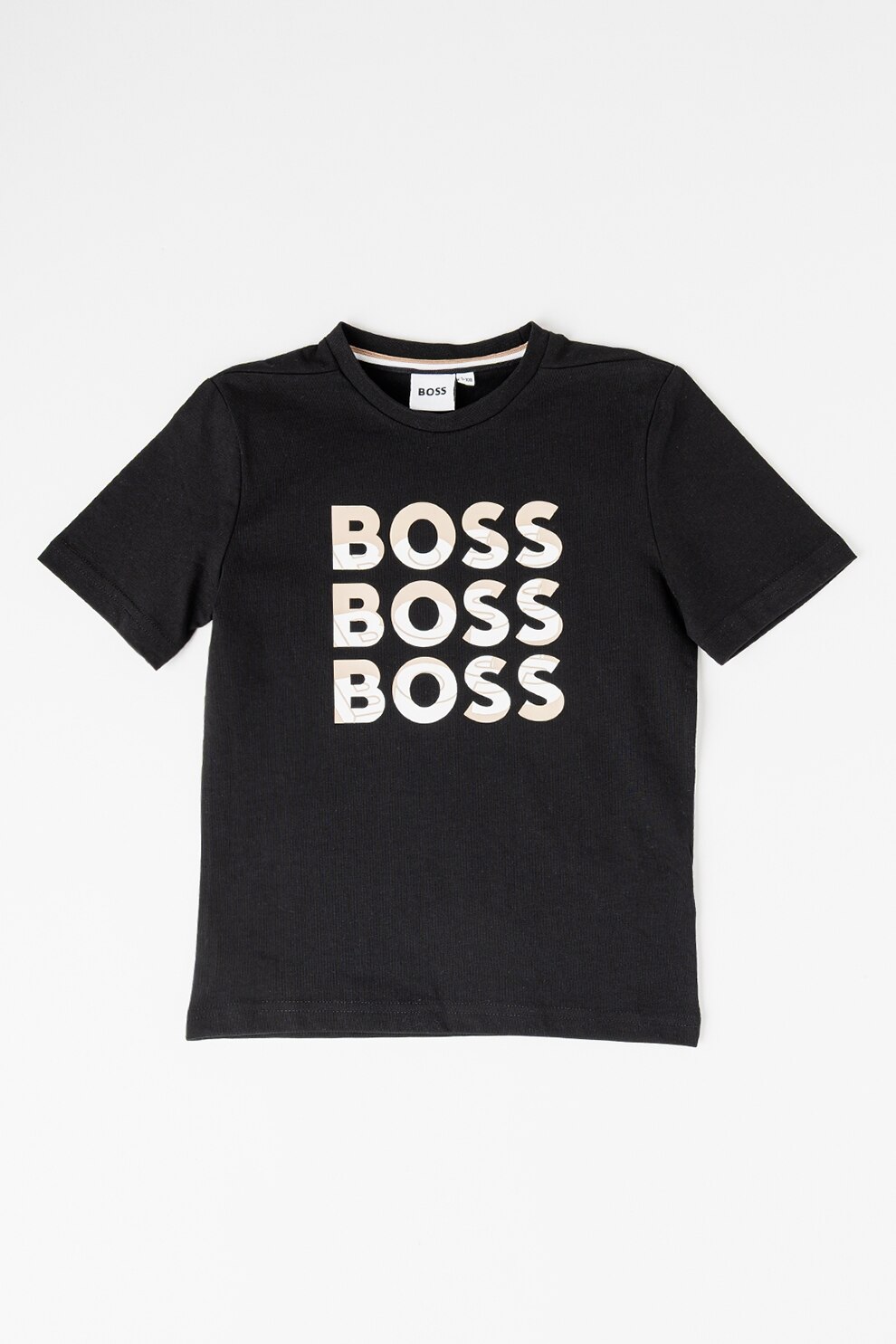 BOSS Kidswear, Tricou lejer din bumbac cu logo, Negru, 174 CM