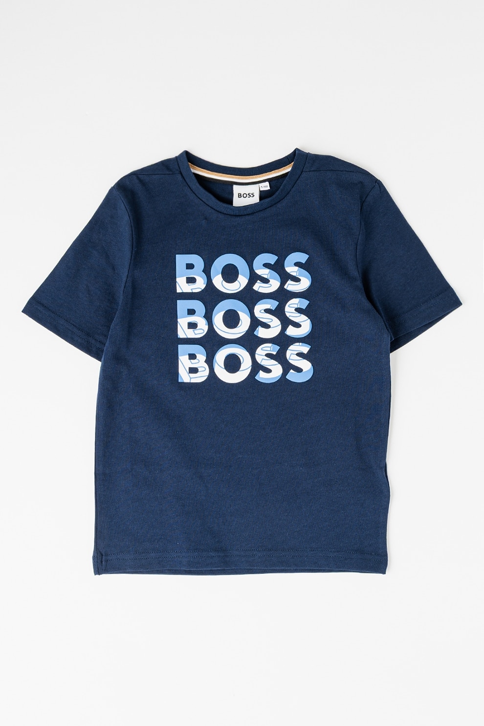 BOSS Kidswear, Tricou lejer din bumbac cu logo, Bleumarin, 150 CM