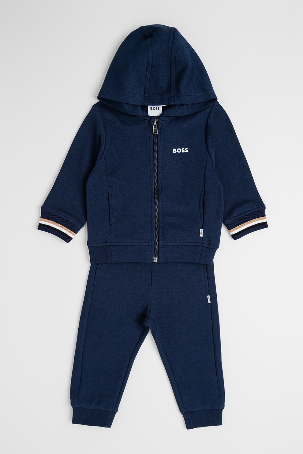 BOSS Kidswear, Trening din amestec de bumbac cu fermoar, Bleumarin