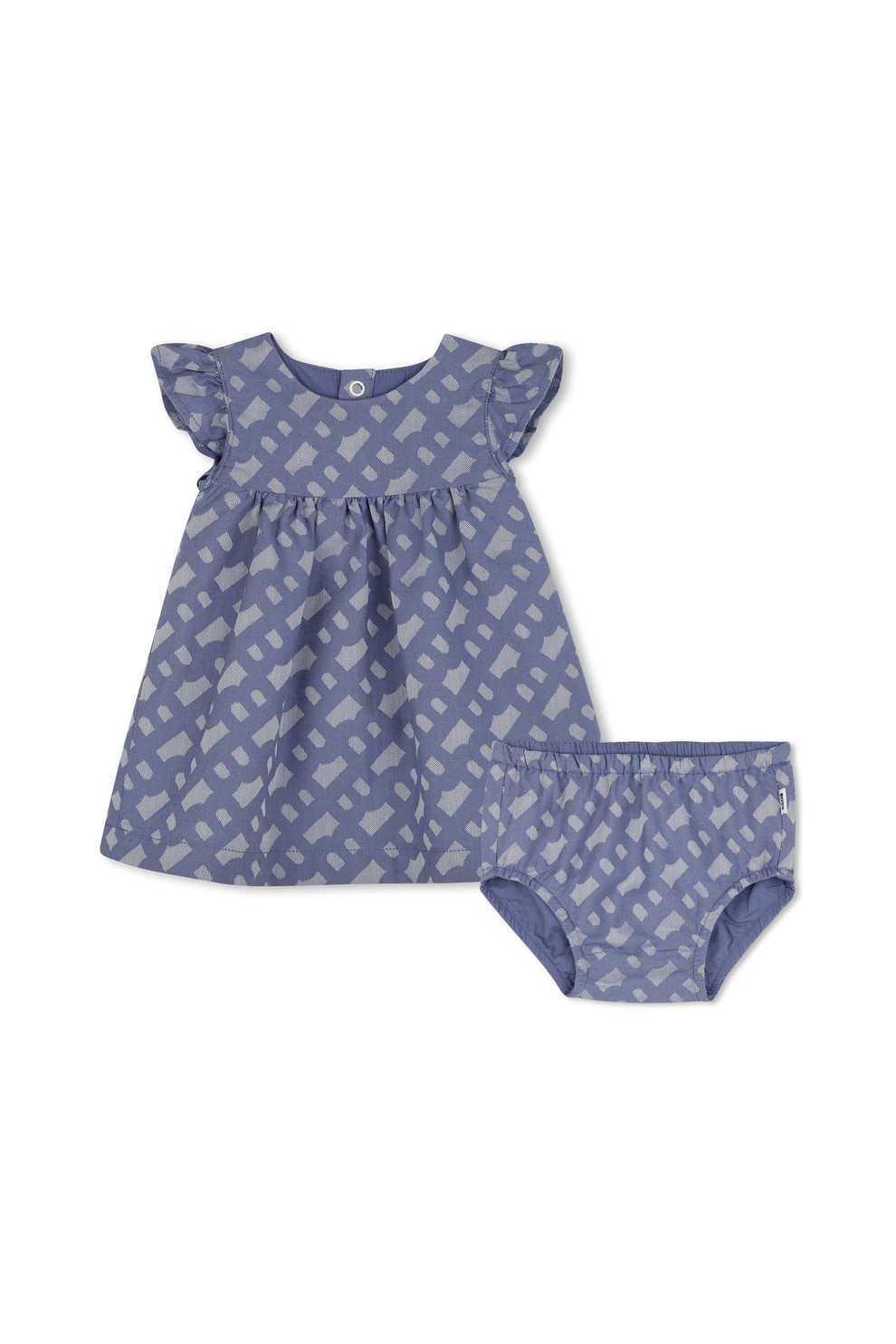 BOSS Kidswear, Set de rochie si chiloti cu model - 2 piese, Albastru prafuit, 81 CM