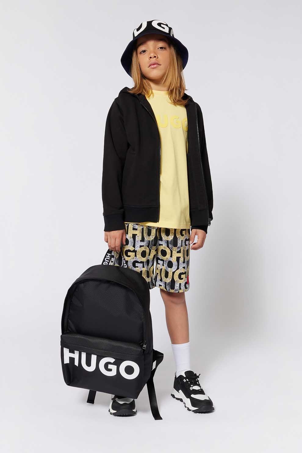 HUGO, Tricou din bumbac cu logo, Galben, 174 CM