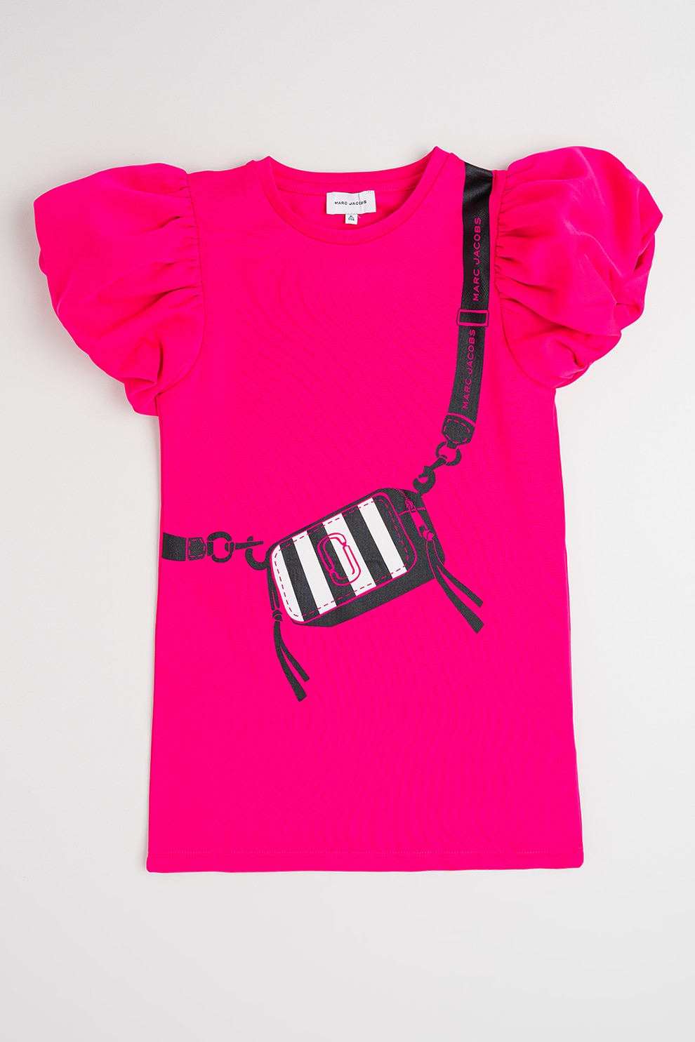 Marc Jacobs, Rochie cu maneci scurte si imprimeu, Negru, Fucsia, 162 CM