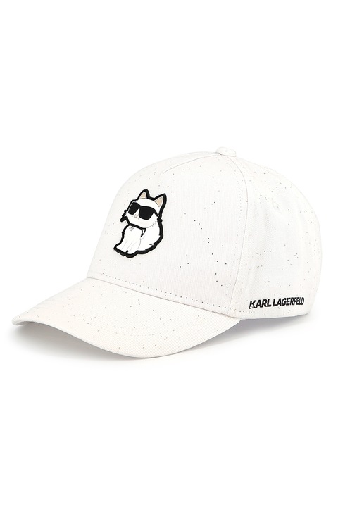KARL LAGERFELD KIDS, Памучна шапка с лого, Бял