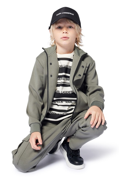 KARL LAGERFELD KIDS, Cargo nadrág logós derékpánttal, Szürke, 108 CM