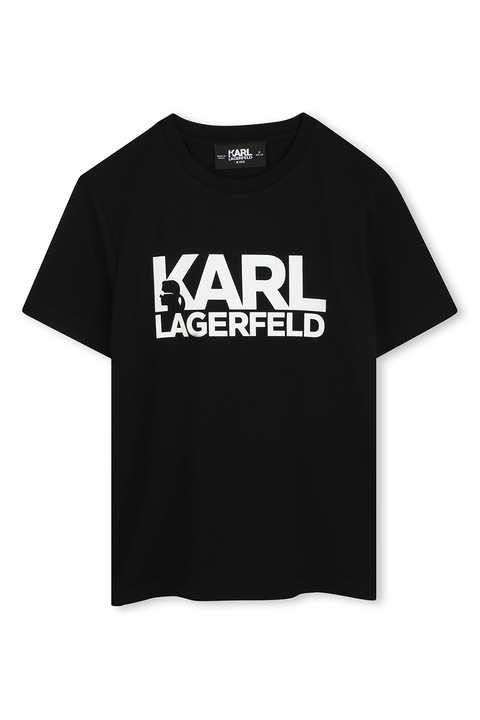 KARL LAGERFELD KIDS, Logós pamutpóló, Fehér/Fekete