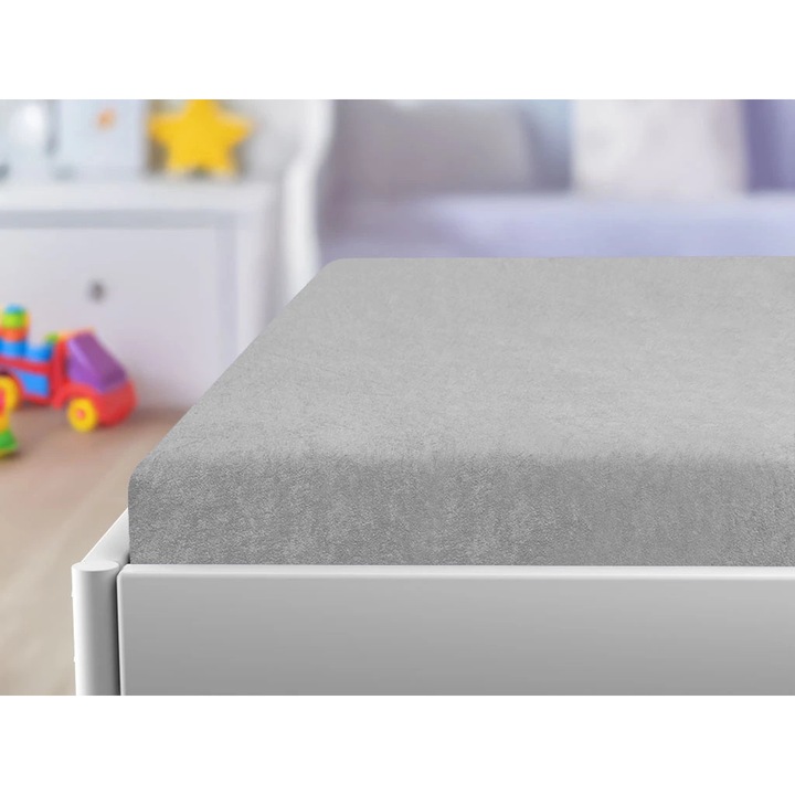 Cearsaf Frotir pentru patut cu elastic gri deschis 60x120 cm