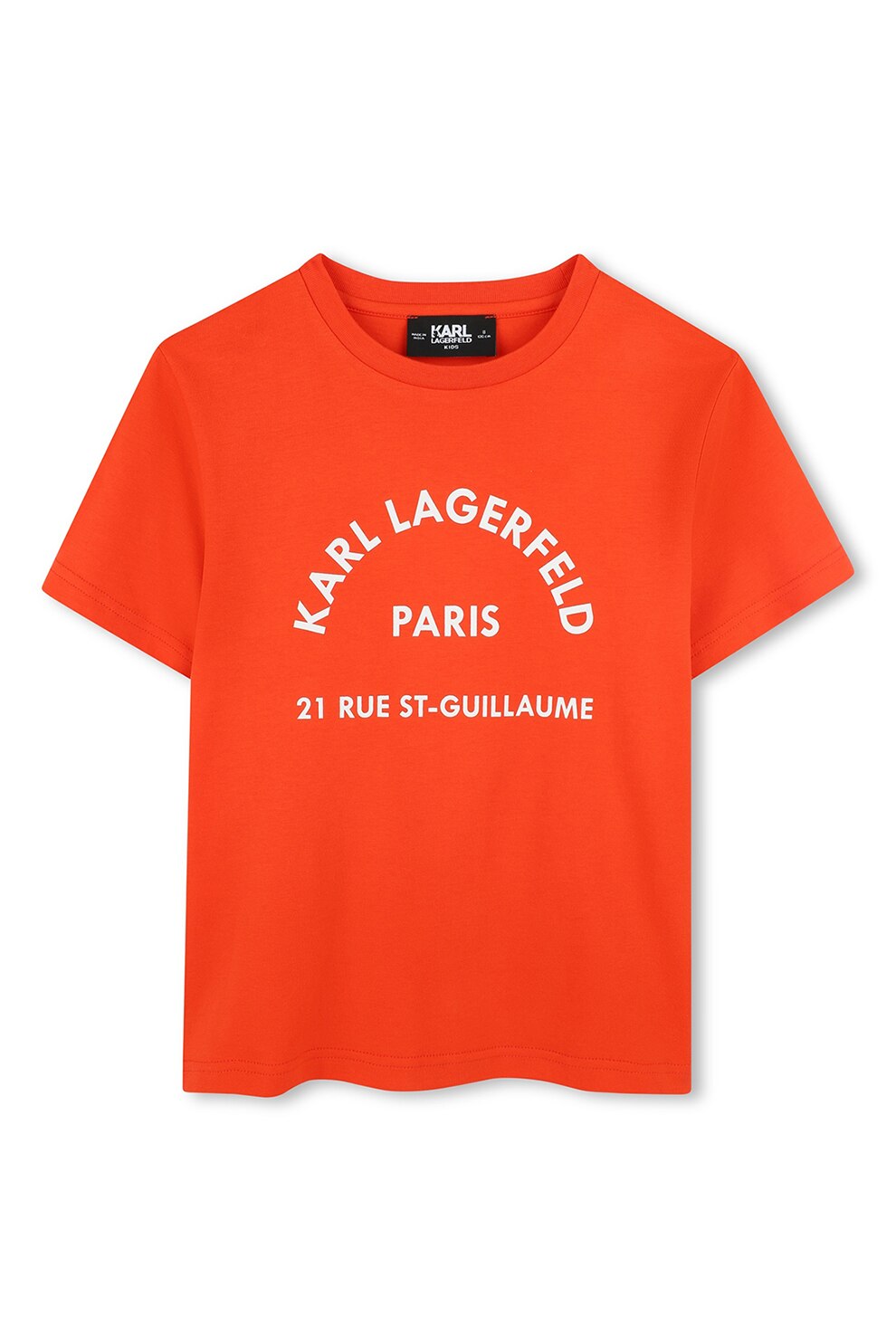 KARL LAGERFELD KIDS, Tricou din bumbac cu imprimeu logo, Alb, Portocaliu mandarina, 162 CM