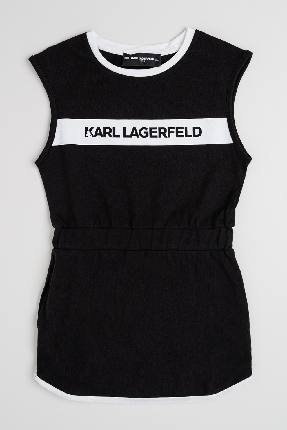 KARL LAGERFELD KIDS, Rochie din bumbac cu logo, Alb, Negru, 156 CM