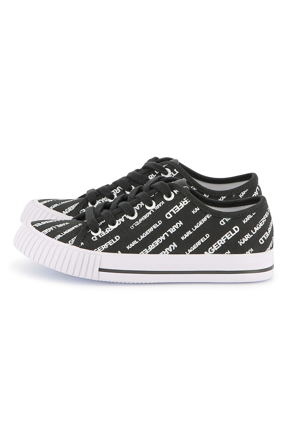 KARL LAGERFELD KIDS, Pantofi sport cu logo, Alb, Negru, 33 EU