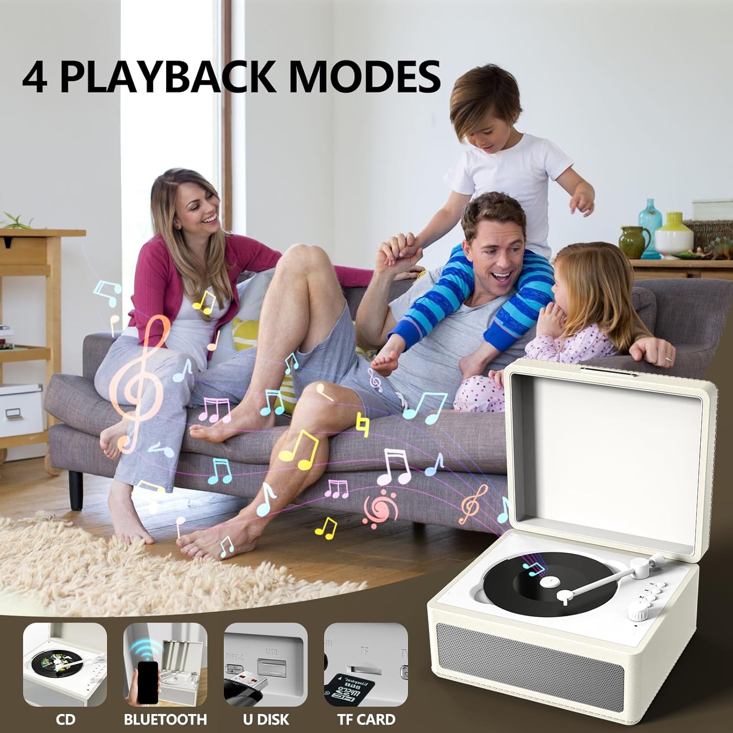 CD player portabil multifunctional, Bluetooth 5.2, Boxe HiFi